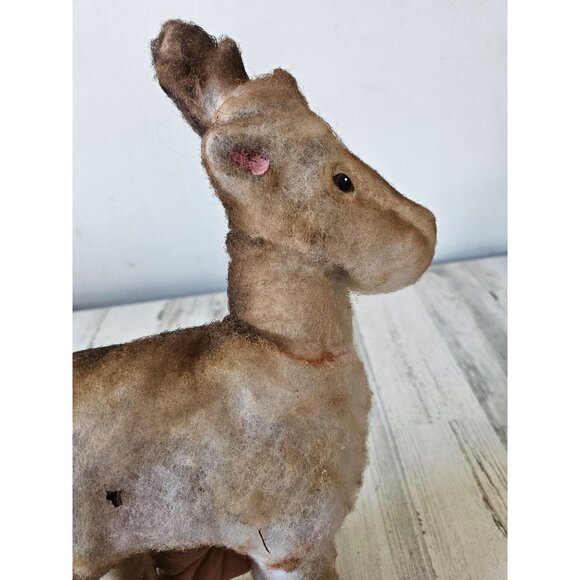 Antique deer reindeer Xmas decor standing statue figurine - Picture 7 of 13